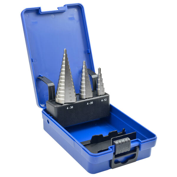 [1001.SET] Estuche 3 brocas escalonadas HSS (4-12, 4-20, 4-30)