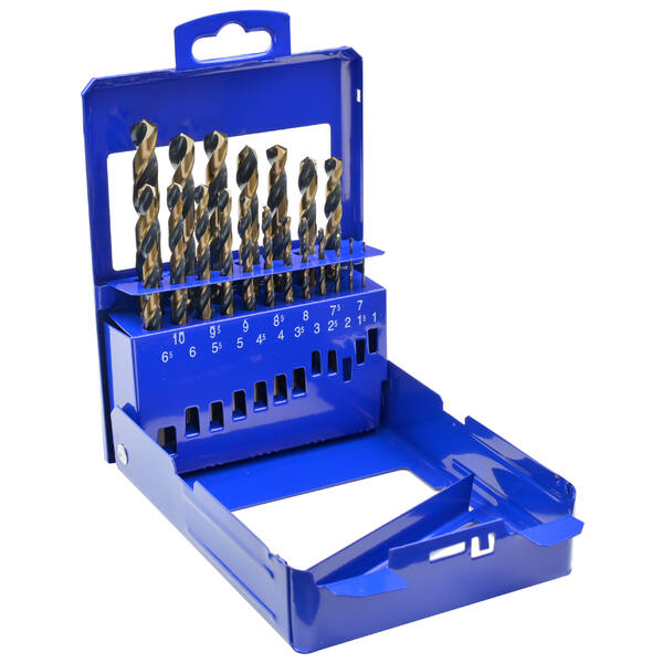 Estuche metalico 19 brocas HSS GOLD-BLACK Ø 1-10x0,5mm