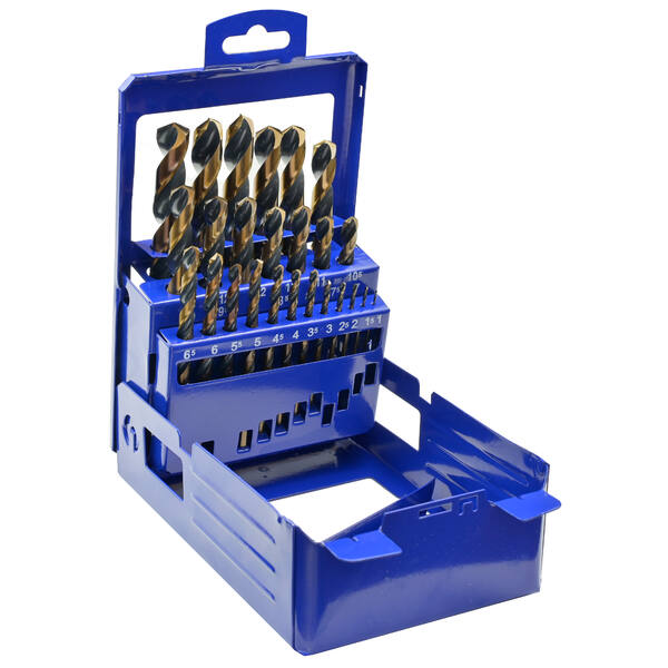 Estuche metalico 25 Brocas HSS GOLD-BLACK DIN 338 Ø 1-13x0,5mm