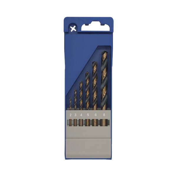 Juego 6 brocas HSS Gold-Black en caja de plastico  Ø 2-3-4-5-6-8mm