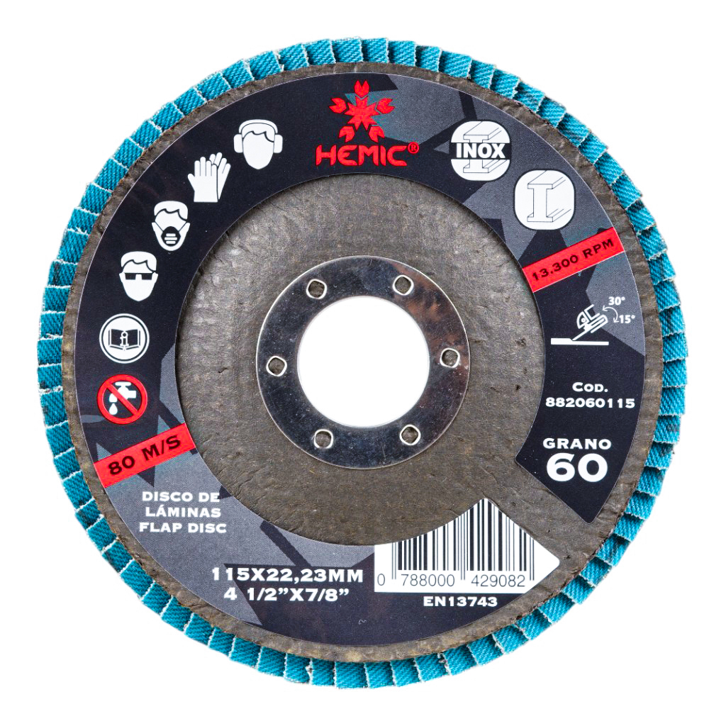 Disco de Láminas de Zirconio Hemic 115x22,23mm Grano 80