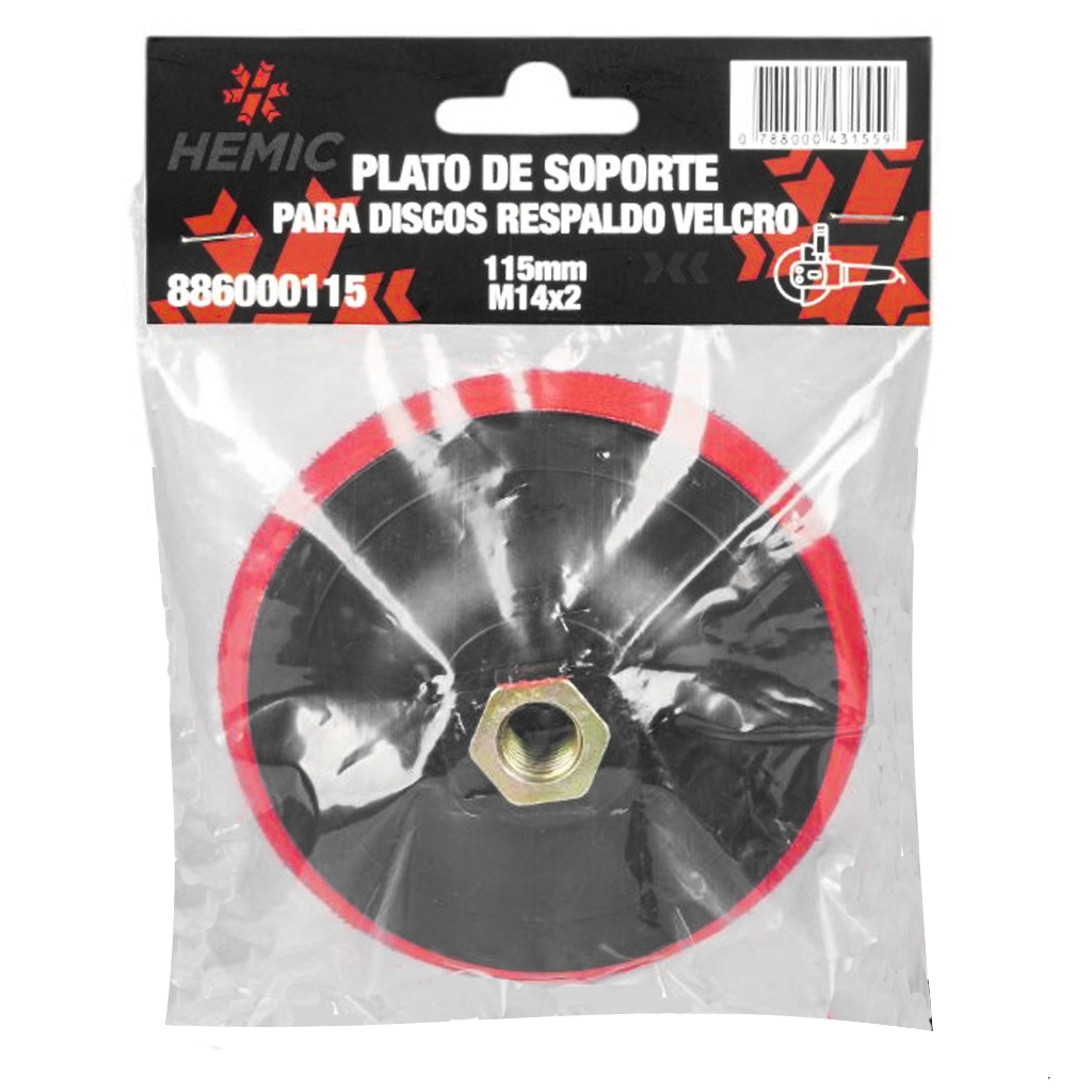 [886000125] Plato de Soporte para Discos de Lijas Respaldo Velcro Hemic 125mm