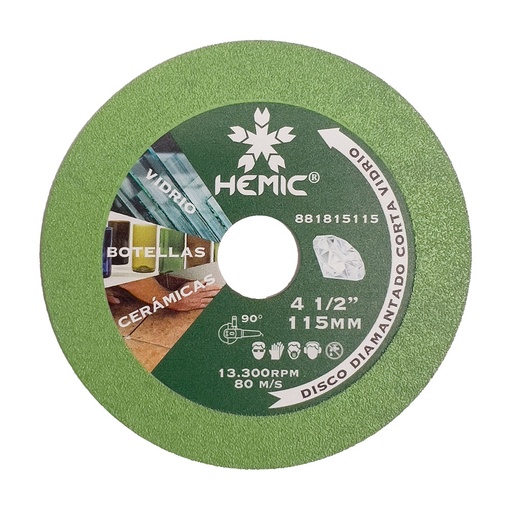 [881815115] Disco Diamantado para Corte de Vidrio Hemic 115x3x22,23mm