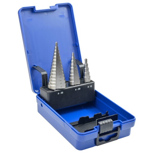[1001.SET] Estuche 3 brocas escalonadas HSS (4-12, 4-20, 4-30)
