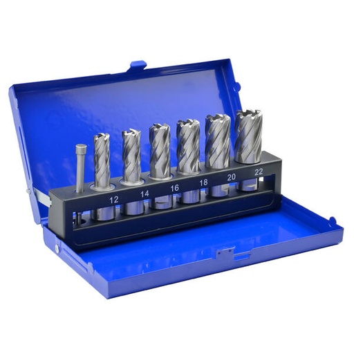 [3003000] Set de cortadores anulares HSS-M2, Prof.corte 30mm, Ø 12-14-16-18-20-22mm