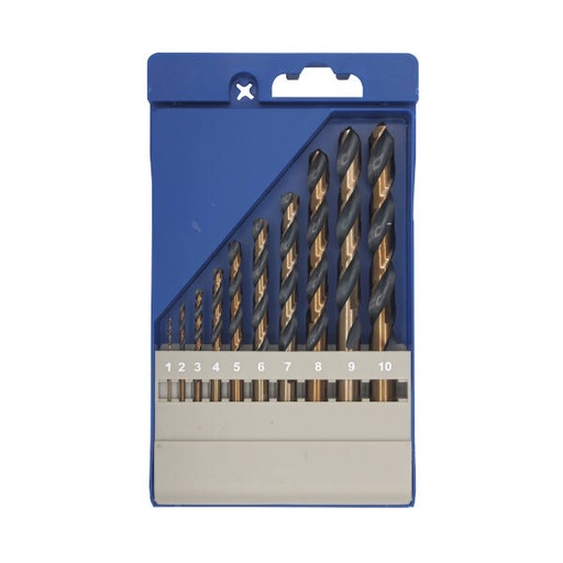 [541610] Juego 10 brocas HSS Gold-Black en caja de plastico Ø 1-10x1mm