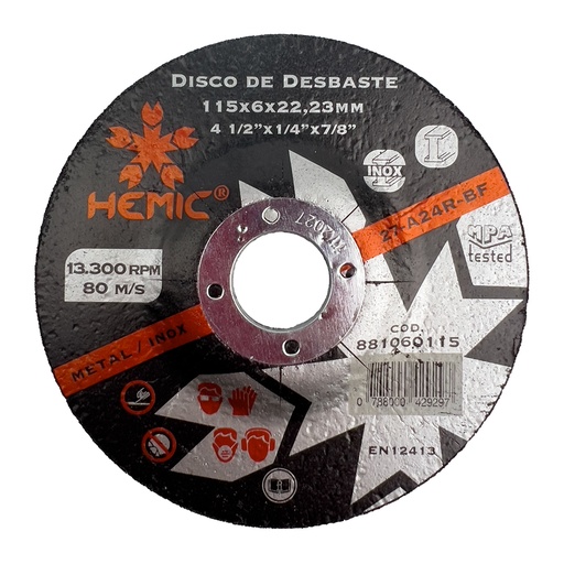 [881060230] Disco de Desbaste Hemic 230x6x22,23mm
