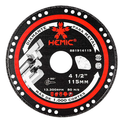 [881914115] Disco Diamantado para Corte de Metal Hemic 115x1,4x22,23mm