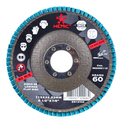 [882040115] Disco de Laminas HEMIC 115x22,23mm Gr.40